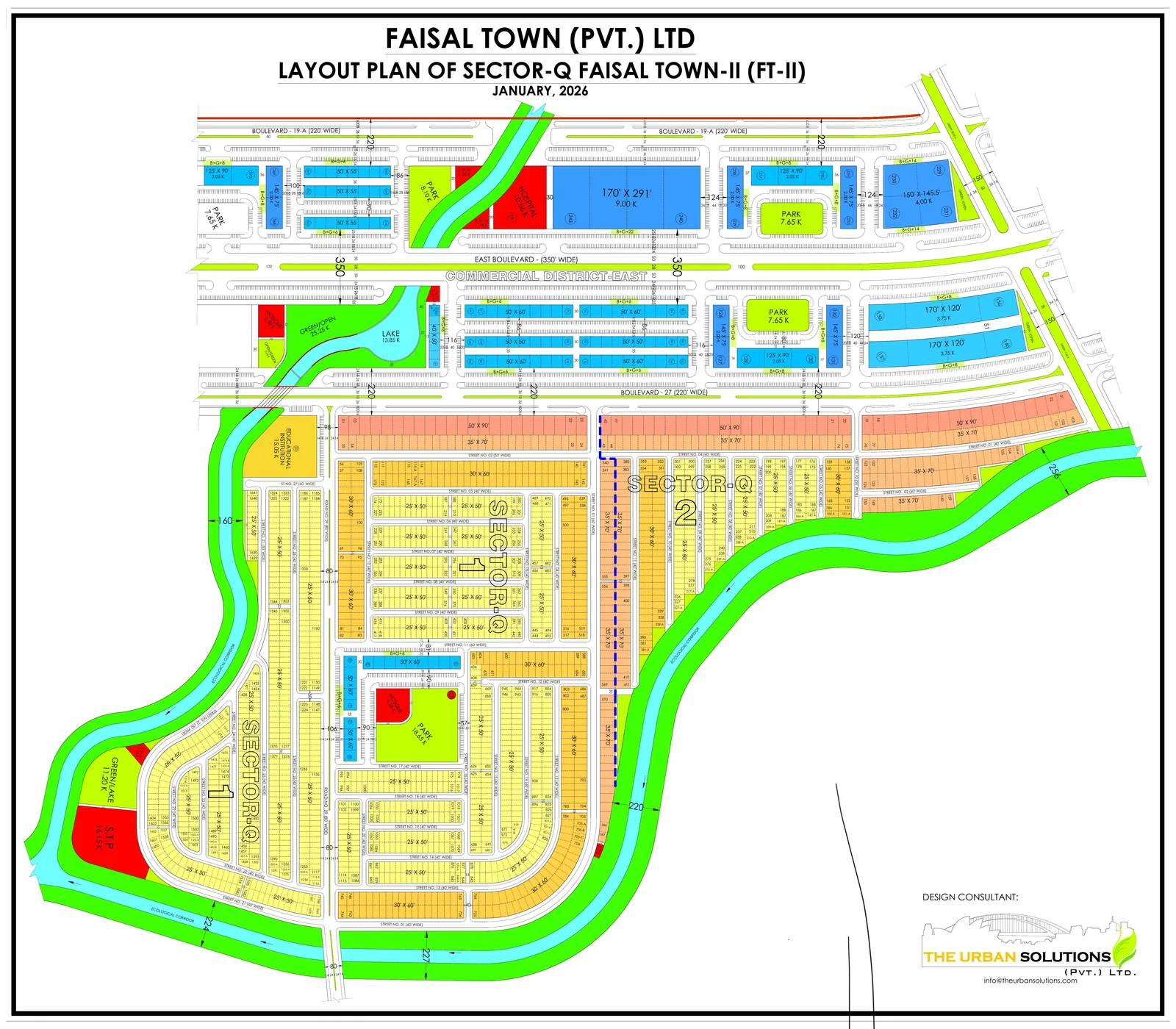 Faisal Town Phase 2 Sector Q / Model Block plan